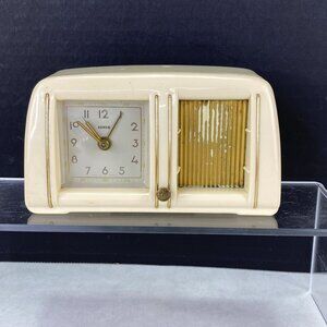 Vintage Rensie Art Deco Music Box Alarm Clock Thorens Movement